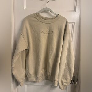 Beige Smiley Face Large Crewneck Sweater